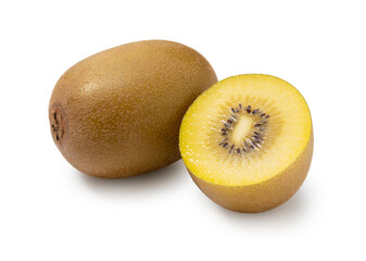 Golden kiwis on a white background