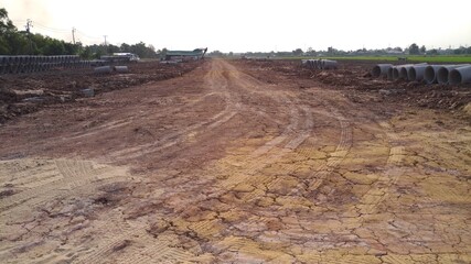 Dirt road at the construction site