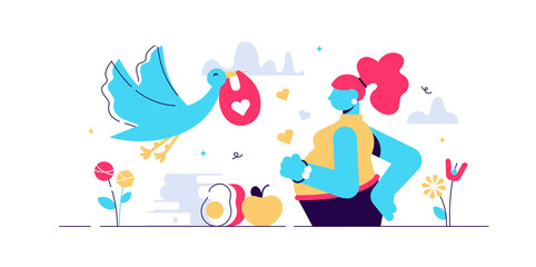 Pregnancy vector illustration. Flat tiny 