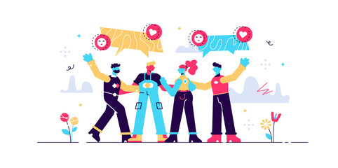 Friendship vector illustration. Flat tiny