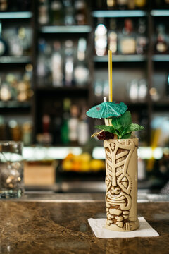 Exotic cocktail served at the bar counter