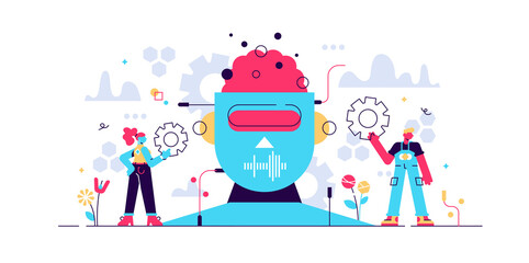 Fototapeta premium Artificial intelligence or AI vector illustration