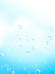 Bubbles in water on blue background. Texture water with bubbles on a blue background. Air bubbles underwater rising to water surface. Blue ocean waves from underwater with bubbles.Great for background