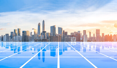 Shenzhen city scenery and big data concept
