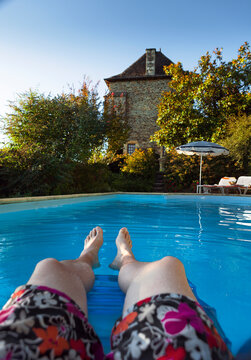 Relaxing In A Pool On A Summers Day.