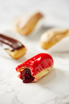 Bitten raspberry eclair