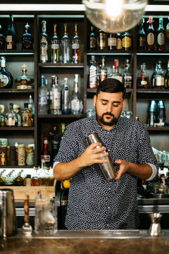 Bartender Working At The Cocktail Bar