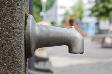 Metal fountain in the city