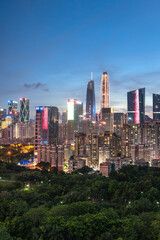 Night view of the skyline of Futian CBD Financial District in Shenzhen