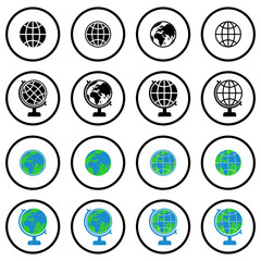 globe icon set vector symbol isolated illustration white background