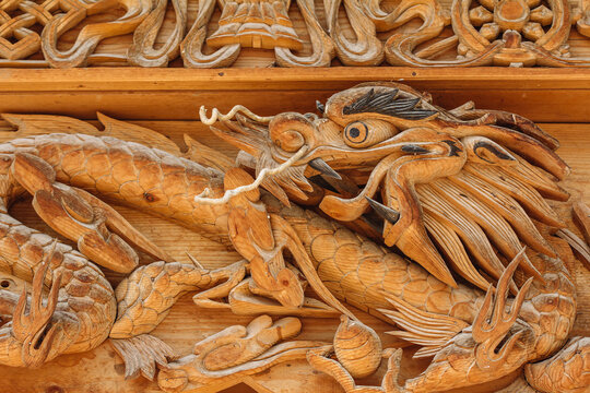 Dragon sculpture in Tibetan lamasery