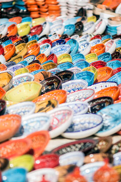 colorful decorative plates on the Arab market