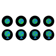 globe icon set vector symbol isolated illustration white background