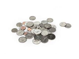 won Korean coins isolated on white background