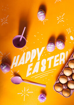 Coloring easter eggs.