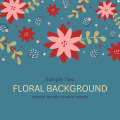 Square banner design with winter  floral background. Can be used for greeting cards, social media posts, labels, and packages.