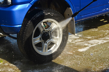 car wash with foam auto service concept