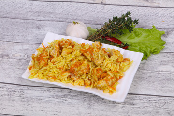 Traditional Pilaf with chicken and carrot