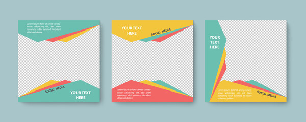 Social media editable post banner with colorful patterns. Web banners for social media. Clear and simple design, vector illustration.