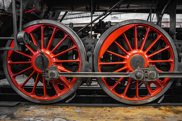 Fototapeta na wymiar detail of a steam locomotive in a depot