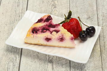 Cheesecake with cherry served strawberry