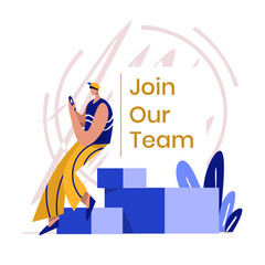Join Our Team Illustration, the concept of recruitment, can be used for landing pages, web, ui, banners, templates, backgrounds, flyer, posters, development
