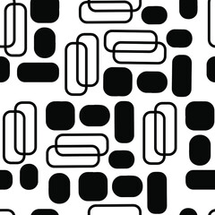 Abstract black and white geometric seamless vector pattern. 