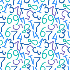 Seamless pattern with numbers on a white background. Vector image.