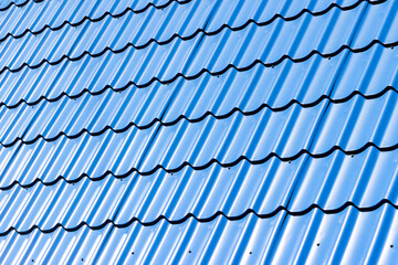 Pattern of Blue Metal Tile Roofing Sheets. suitable for design as background and texture.