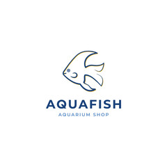 Decorative fish aquarium logo design vector illustration