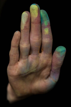 Expressive Hands with Chalk: to halt, pause, stop, forget, confront