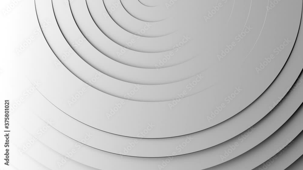 Poster moving surface of white semi circles. abstract 3d animation. seamless loop.