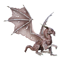 3D Rendering Fairy Tale Dragon on White