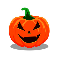 Halloween pumpkin with happy face on white background. Vector Illustration
