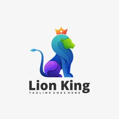 Vector Logo Illustration Lion King Gradient Colorful Style.