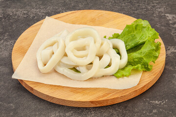 Raw squid rings for cooking