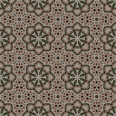 Mosaic seamless pattern with floral ornament and kaleidoscope effect. Texture for textile or home interior decor.