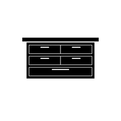 Black line icon for Chest, drawers and furniture.Flat design