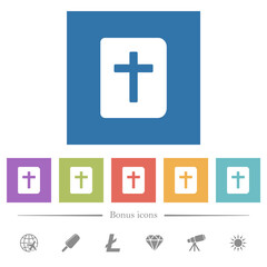 Obraz premium Holy bible flat white icons in square backgrounds