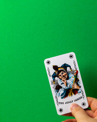 joker card on a green background