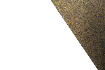 Gold pattern on black paper with space on white background, presentation or web concept background