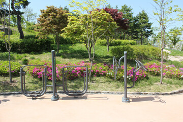 Exercise equipment in public park