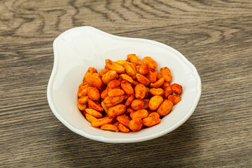 Chili peanut snack in the bowl