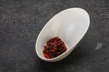 Fried chili pepper sauce with oil