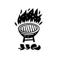 A sleek black logo or emblem featuring a grill icon accompanied by the word 