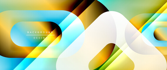 Vector geometric abstract background with lines and modern forms. Fluid gradient with abstract round shapes and shadow and light effects