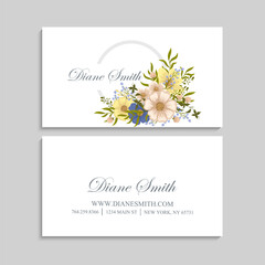 Flower business cards light blue