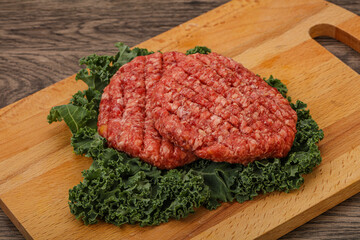 Raw beef burger cutlet for cooking
