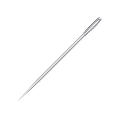 Steel sewing needle, 3d vector illustration