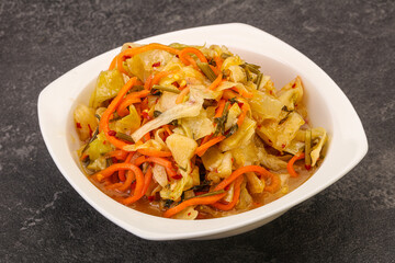 Spicy pickled cabbage with carrot